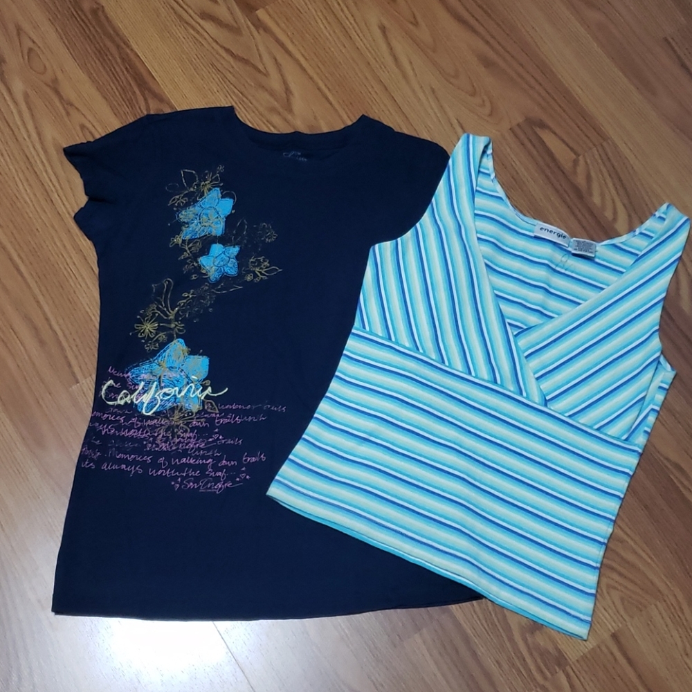 2 Womens M shirt tank lot Energie Lilu California
